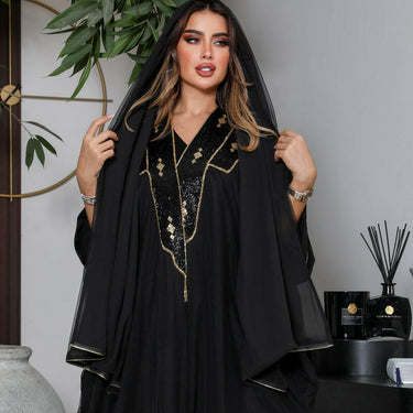 عبايه بشت كريب تور مبطنه مع شك اسود وذهبي