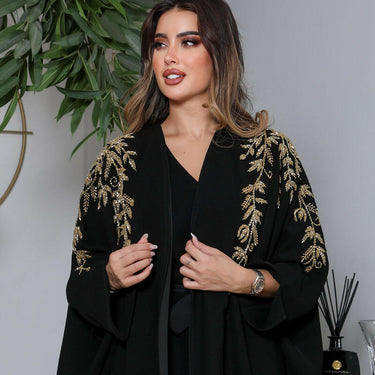 عبايه فري سايز كريب اسود مع شك مبطنه من الداخل