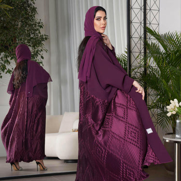 عبايه بليزرفري سايز كريب عنابي مع بيلسيه