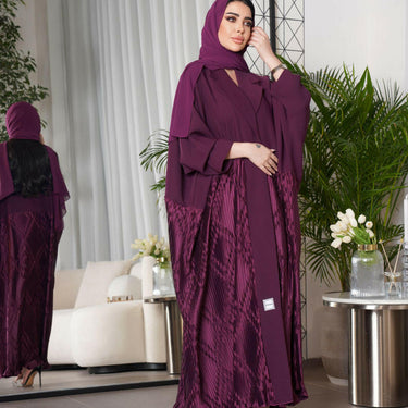عبايه بليزرفري سايز كريب عنابي مع بيلسيه