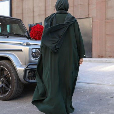 عبايه بليزر فري سايز كريب اخضر على زيتي ساده