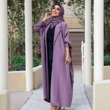 عبايه بليزر فري سايز كريب بنفسجي سادة
