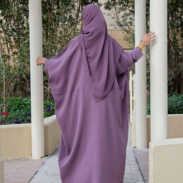 عبايه بليزر فري سايز كريب بنفسجي سادة