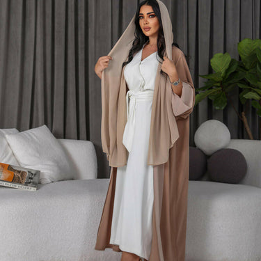 عبايه فري سايز كريب بيج مع شيفون من الامام