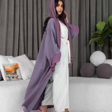 عبايه فري سايز كريب مع شيفون من الامام