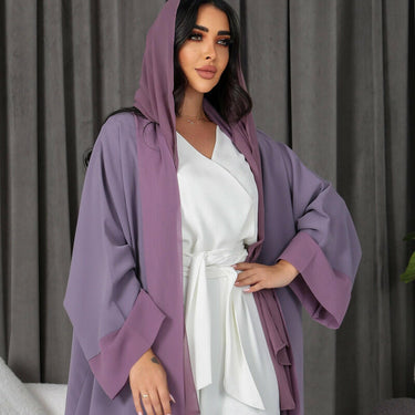 عبايه فري سايز كريب مع شيفون من الامام